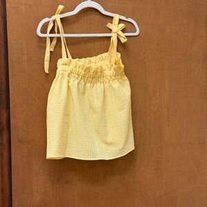 H&M Yellow Tie-Strap Textured Summer Top